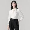 Women's Detachable Bow Long Sleeve White Shirt