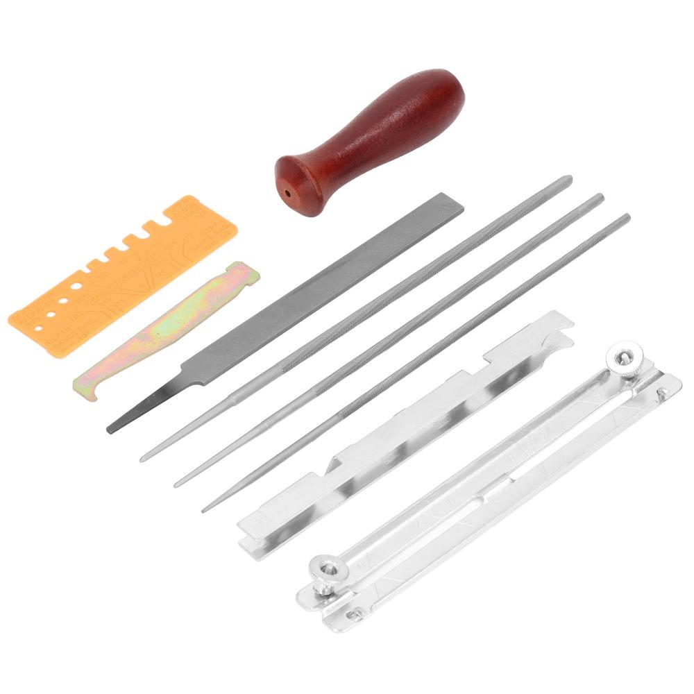 9 PCS 5/32" / 3/16" / 7/32" Chainsaw Sharpener Kit Depth Gauge Round File For Chain Sharpening