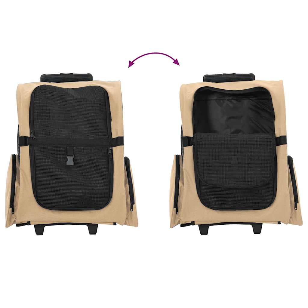 Carrito para Mascotas 3 en 1 Beige 48 x 32 x (57 106) cm Tela Oxford