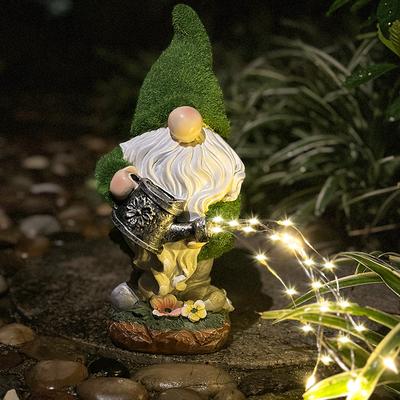 Estátua de Gnomo de Jardim Solar com Regador Iluminado Estátua de Jardim Caprichosa Decoração Para Pátio Externo Jardim Gramado Decoração de Paisagem