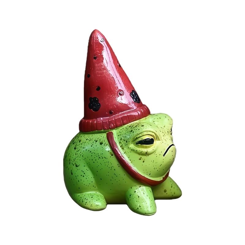 652F Charm Frogs Figurine with Party Hat Unique Resin Art Statue Scuplture For Gifting