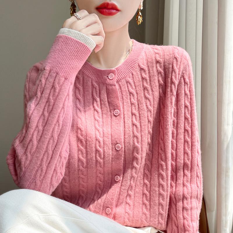 Dámský volný pletený dvoudílný svetr kardigan se sametovým topem