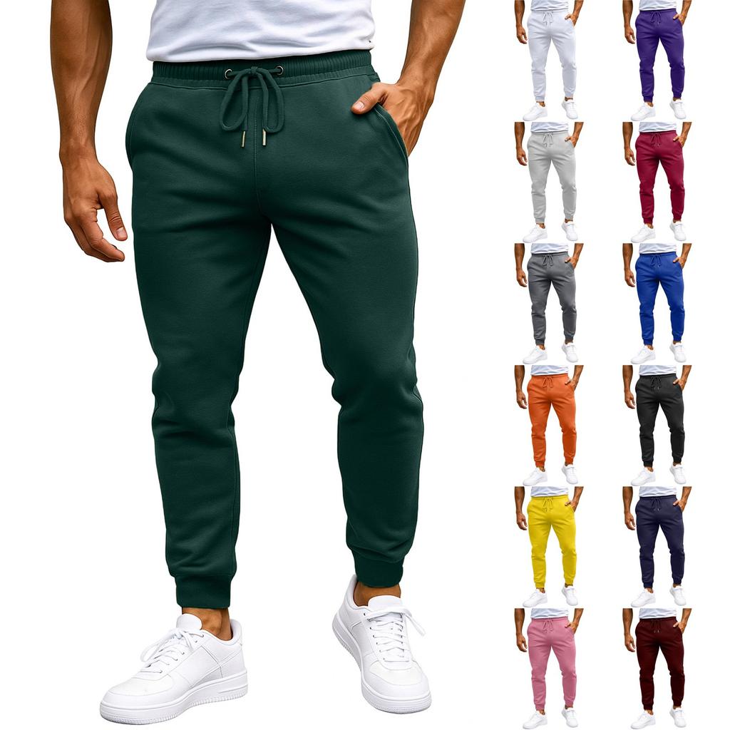 Men's Multi-color Sports Pants, Men's Spring Casual Loose Leg Tied Long Pants