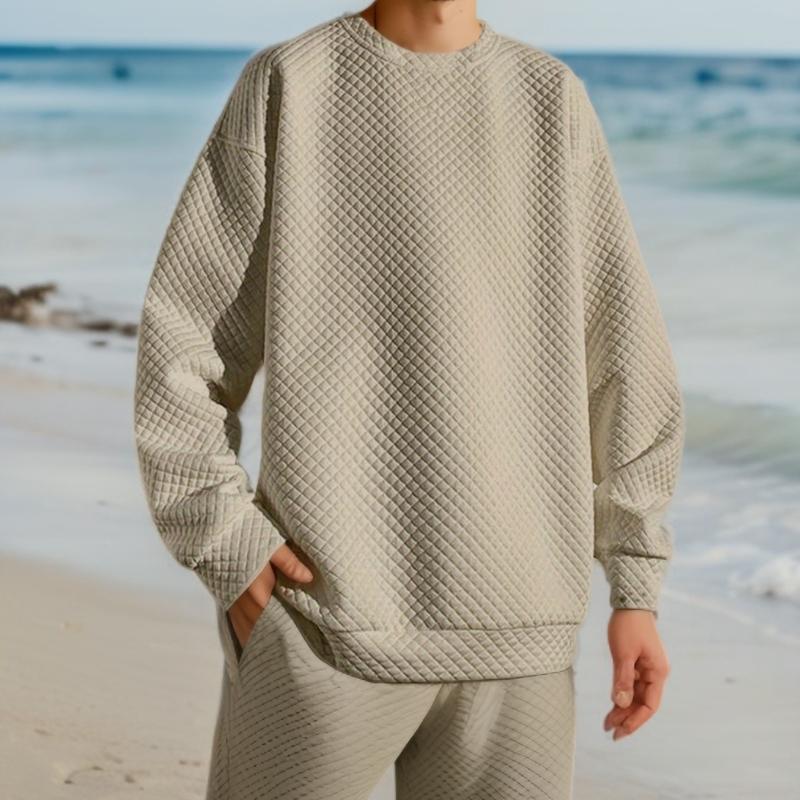 

Новый свитер с круглым вырезом, мужской, весенне-осенний, плотный жаккардовый узор в ромбовидную сетку, повседневная спортивная футболка с длинными рукавами XXXL хаки