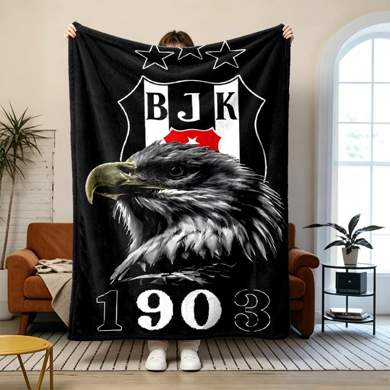 Besiktas JK Měkká a pohodlná flanelová Vhodná na pohovky obývací pokoje venkovní kempování cestování a také skvělý dárek k výročí