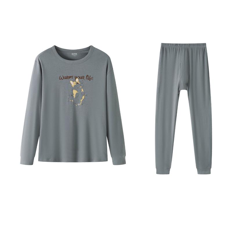 Yiershuang Men's 10A Antibacterial 100% Cotton Printed Thermal Set