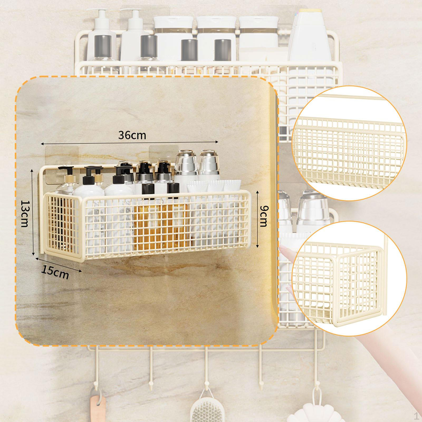 

Подставка для специй, органайзер, подвесная кухонная корзина, легкое настенное крепление, проволочное хранилище для офиса 36cmx15cmx13cm_without hooks