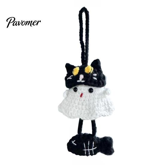 Cute Halloween Bag Charm Handmade Crochet Ghost Keychain, Plush Animal for Bags Portable Keychain Car Keys, Spooky Festive Knitted Ornament