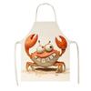 Cartoon Crab Apron Linen Kitchen Cooking Baking Seafood Gift for Men Women Chef Lover