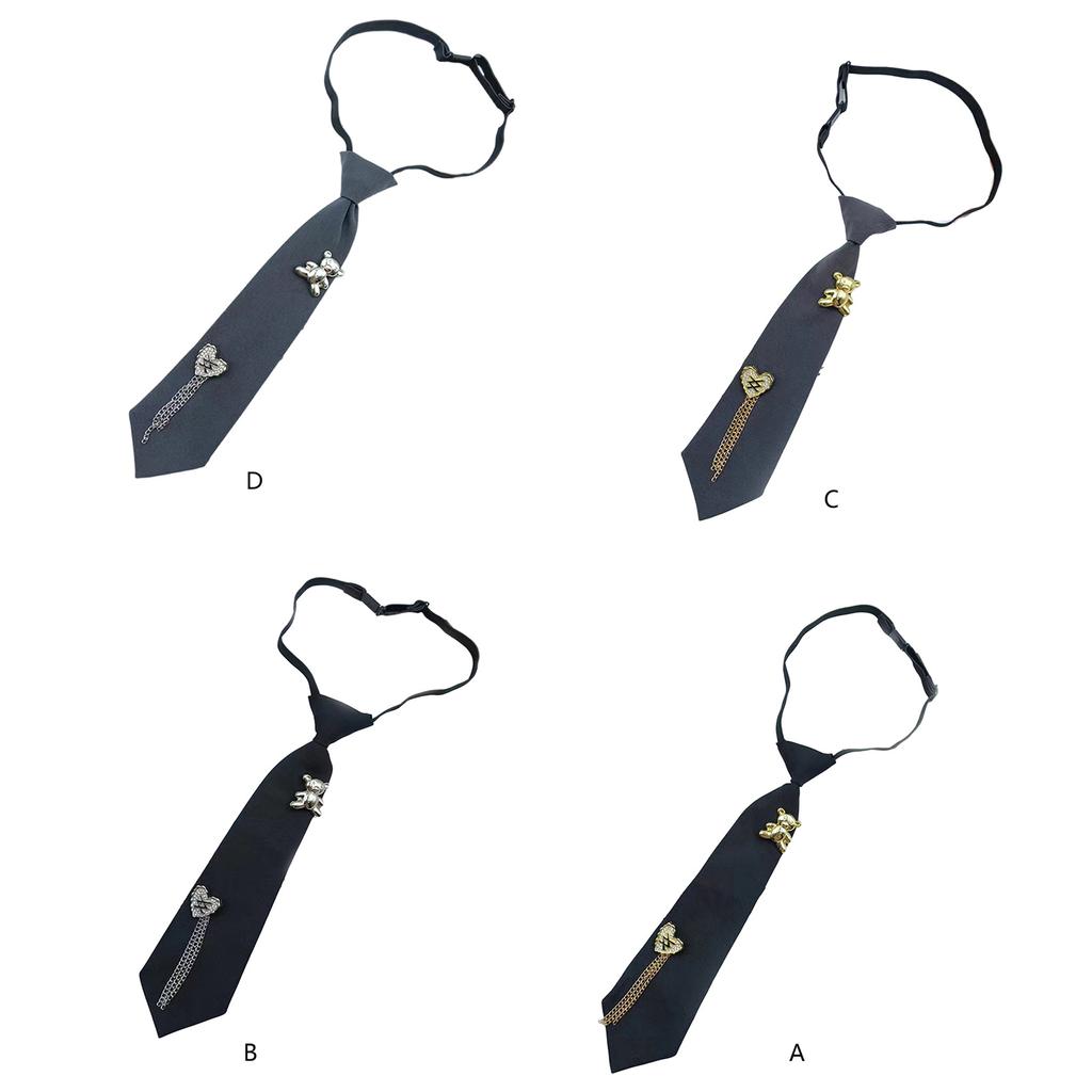 Fashion Shirt Tie for Formal Event Unisex Heart Bear Brooch Tie Uniform Tie for Evening Party Role Play Tie Neckwear