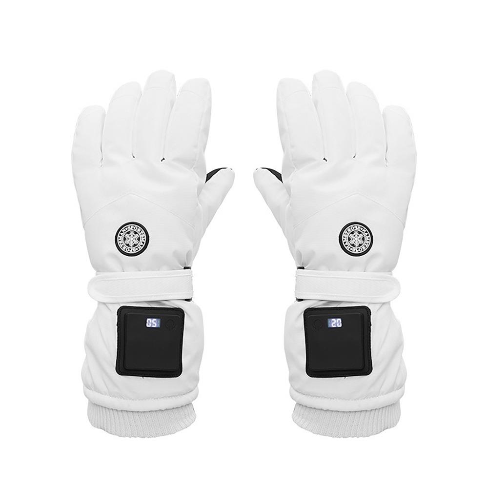 

3 Heating Levels Electric Heated Gloves Waterproof Heating Gloves Electric Vehicle Riding білий