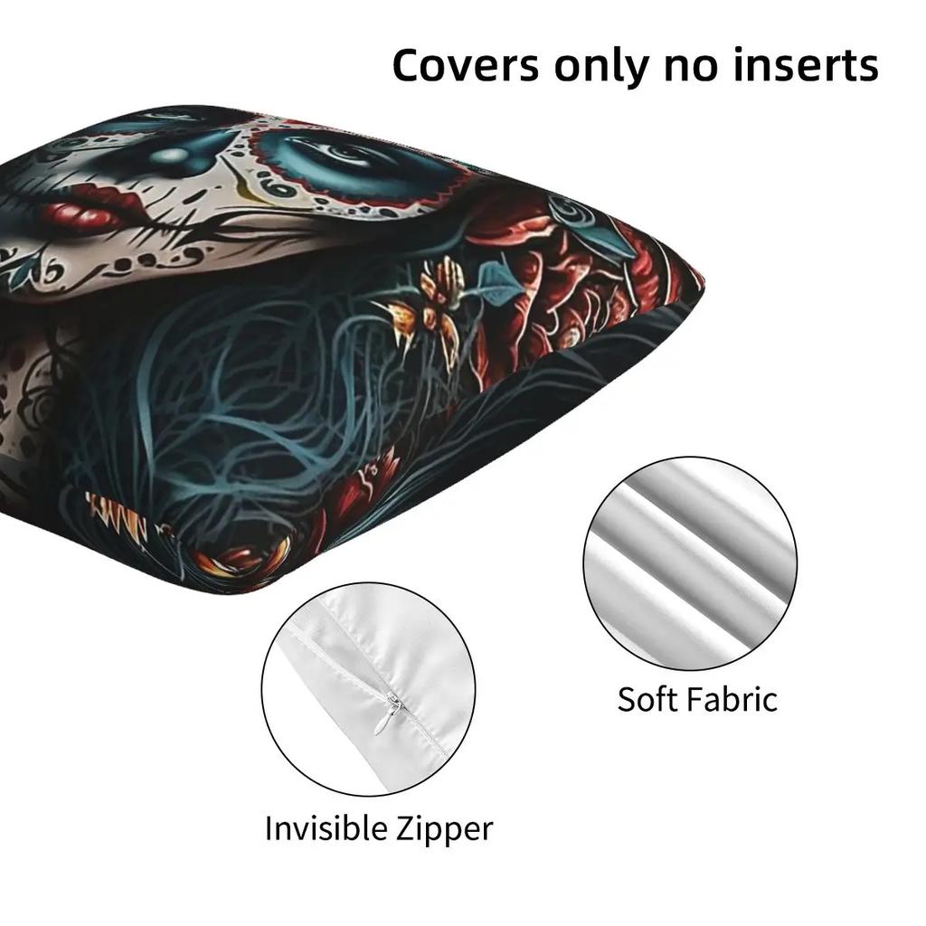 Mexico Skull Woman Vintage Style 15 2 Pcs Square Pillowcase Pillow Cover Cushion Decor Comfort Throw Pillow For Home Bedroom