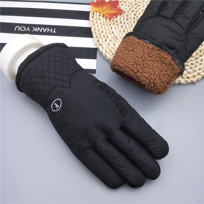 Gants d'hiver épais et chauds pour hommes, noirs et coupe-vent
