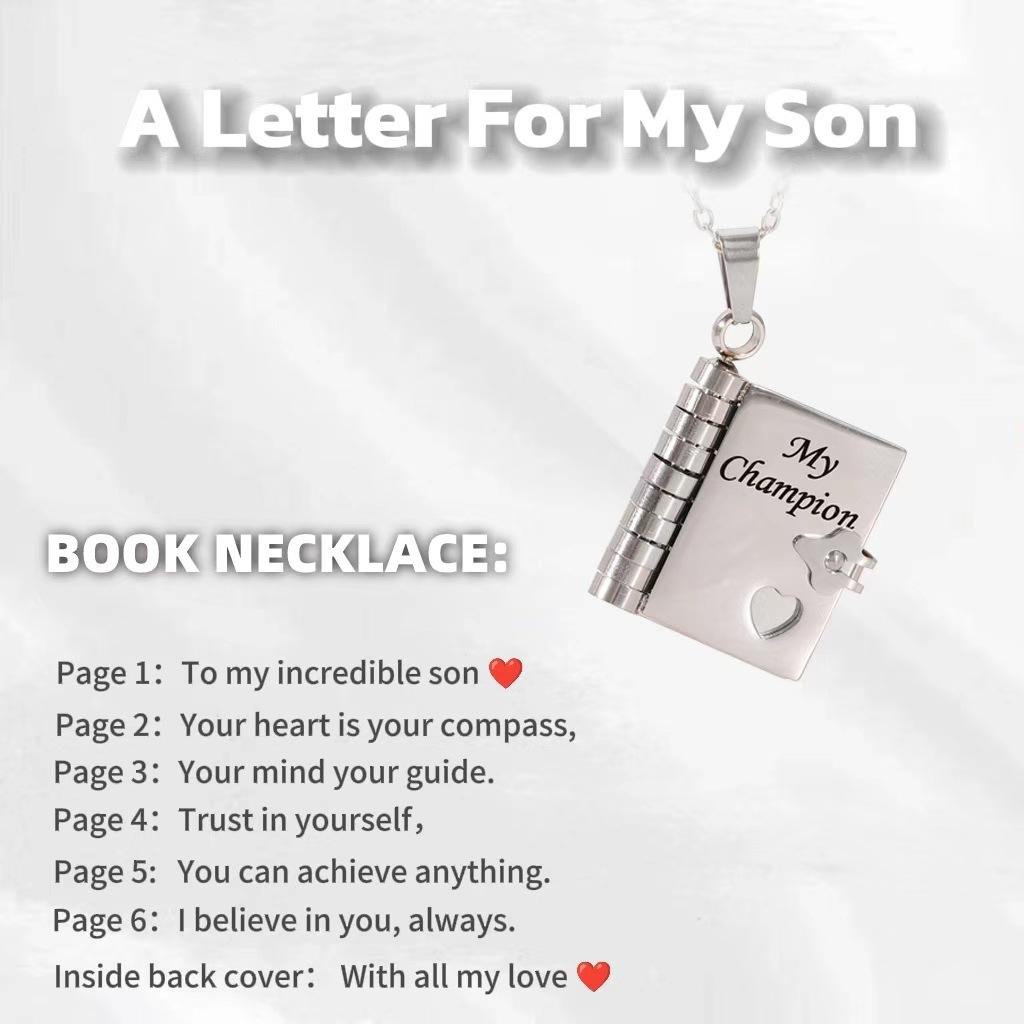 Engraved Titanium Steel Necklace - Fade-Resistant, Emotional Book Pendant, Women's Clavicle Chain Jewelry 