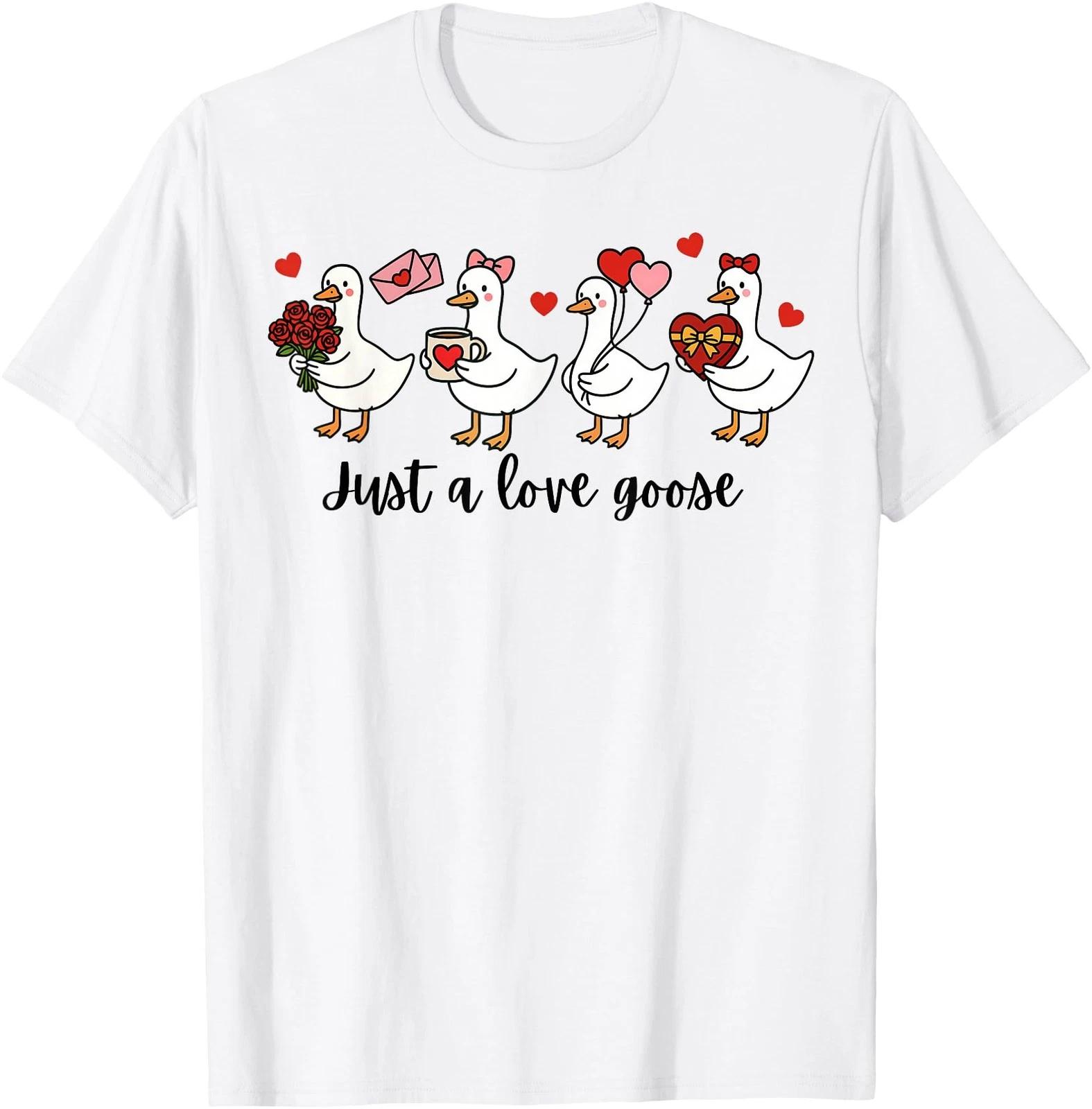 Valentine Just A Love Goose Funny Goose Hearts T-Shirt S