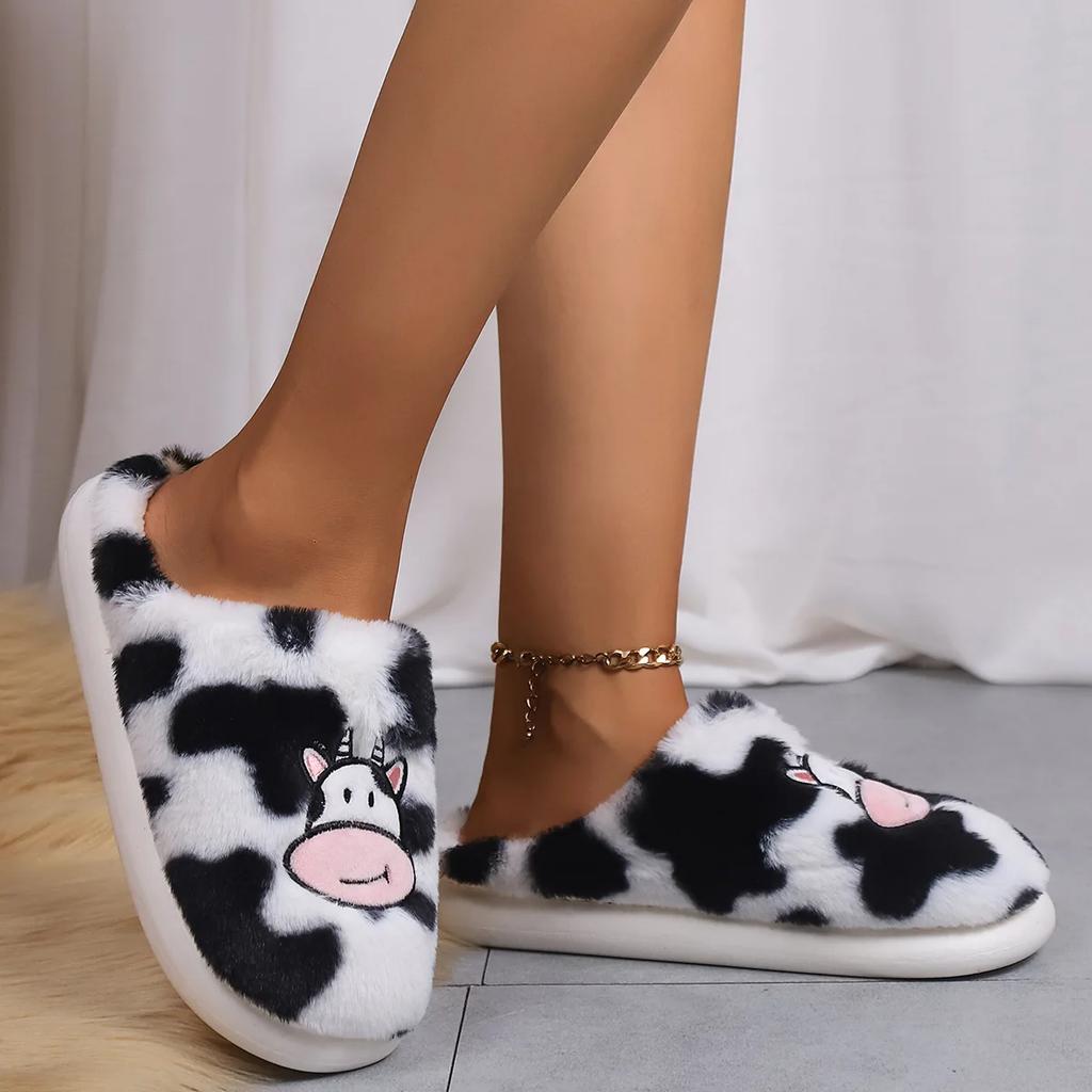 Shoes for Men Slippers Men Women Couples Autumn Winter Cute Animals Girls Warm Cartoon Milk Cow House Shoes Funny Shoes