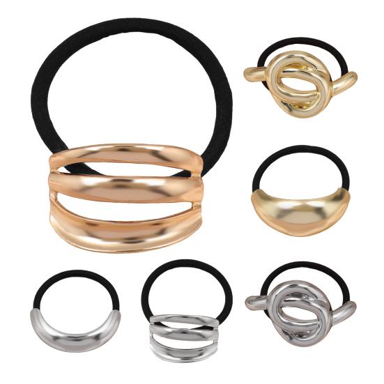 Dámské vlasové lano Kovová geometrie Dekor Vysoce elastická spona do vlasů Držák na vlasy do culíku bez stopy