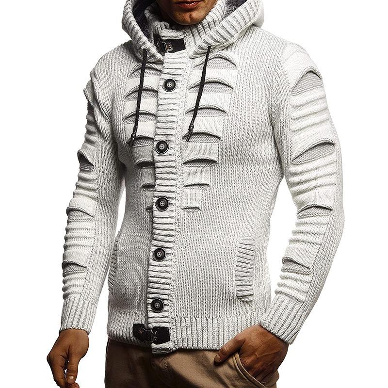 2025 Winter Sweater Cardigan Men's Hooded Knitted Cardigan Jacket