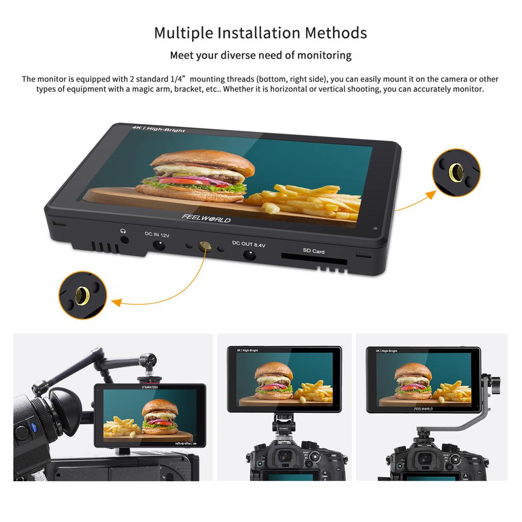 FEELWORLD LUT6E 6-Inch IPS Monitor 1600nit Video Panel 4K HDMI Input Output 1920*1080px Touch