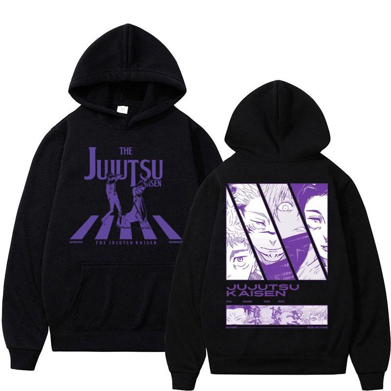 Japanese Anime Jujutsu Kaisen Graphic Hoodies Men Women Vintage Harajuku Tracksuit Oversized Fleece Casual Sweatshirt Streetwear