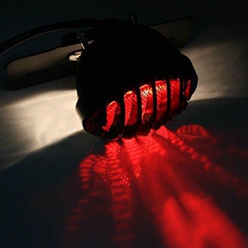 Karun 12V Round Birdcage Tail Lamp with License Plate Holder, Universal Motorcycle Round Shape, Black