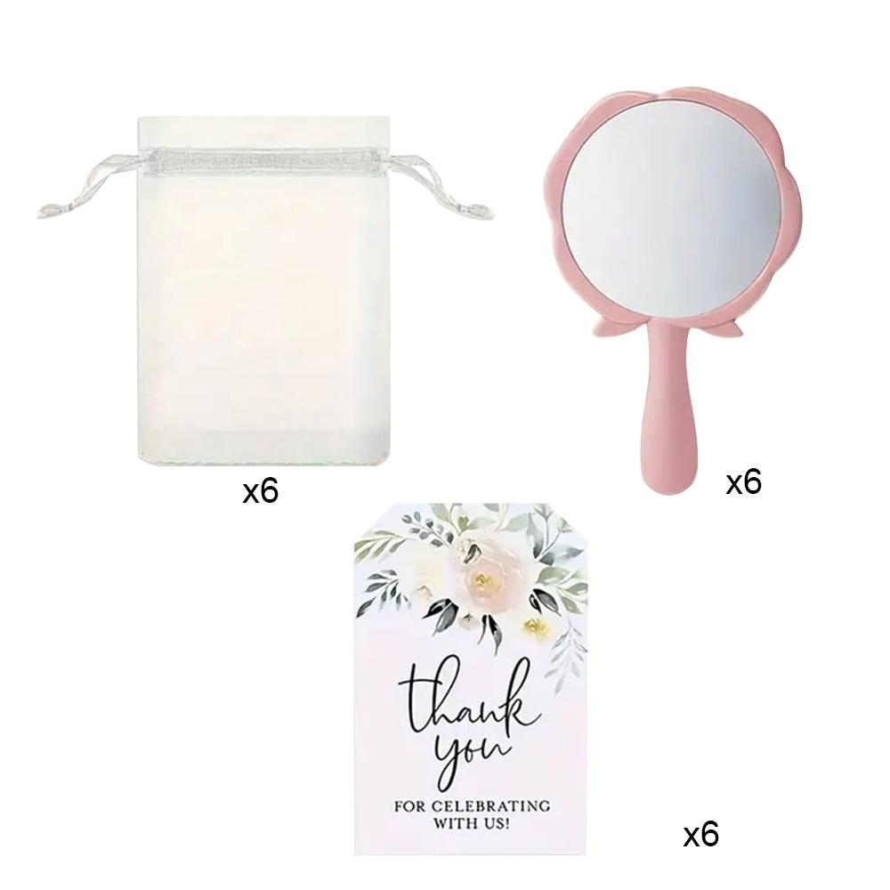 

Runtowo 18pcs/pack Rose Shape Mirror & Mesh Drawstring Bag &Thank You Label Bridesmaid Gift Wedding Bridal Shower Party Decor
