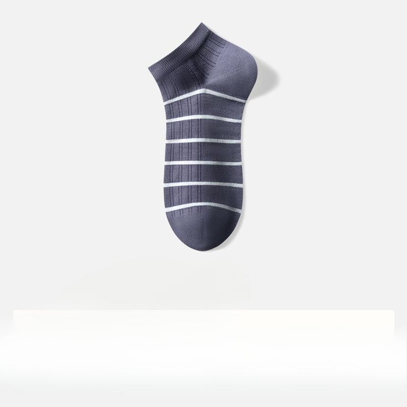 Men's Summer Thin Leisure Stripe Cotton Deodorant Sweat Absorption Antibacterial Socks