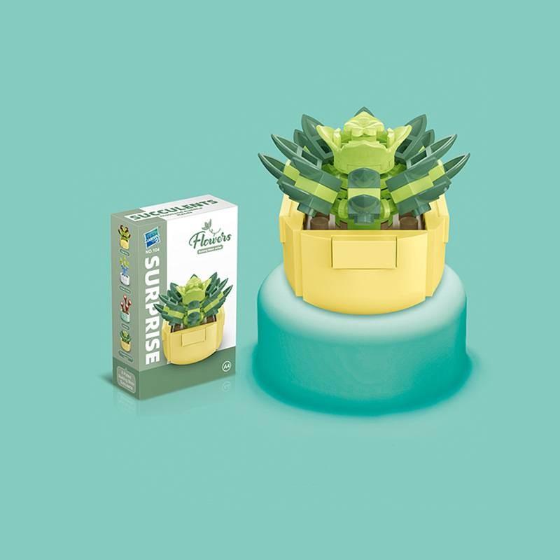 Small Children Puzzle Particle Building Block Flower Flexing Potted Model Toy