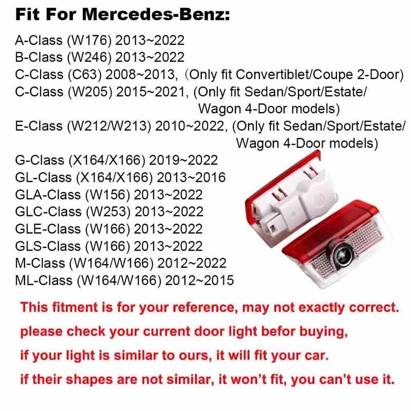 Hot Sale LED Car Door Logo Welcome Light Accessories For Mercedes Benz W212 W213 W166 W167 W176 W177 W246 W205 GLC C253 X253