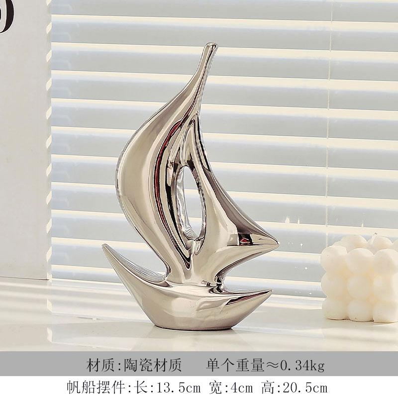 Home Ceramic Sailing Ornaments Luxury Living Room Wine Cabinet TV Cabinet Office Decoration Ceramic Crafts Housewarming Gift