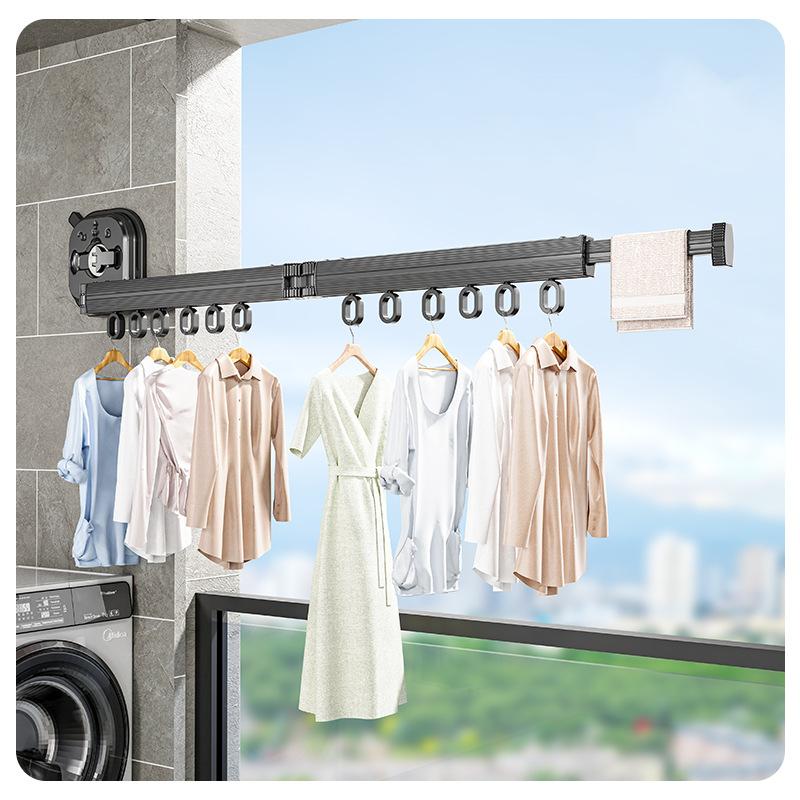 Sucker Wall-Mounted Foldable Aluminum Alloy Clothes Drying Nice Rack for Balcony Bedroom Living Room Space Saver Travel Drying Rack for Home