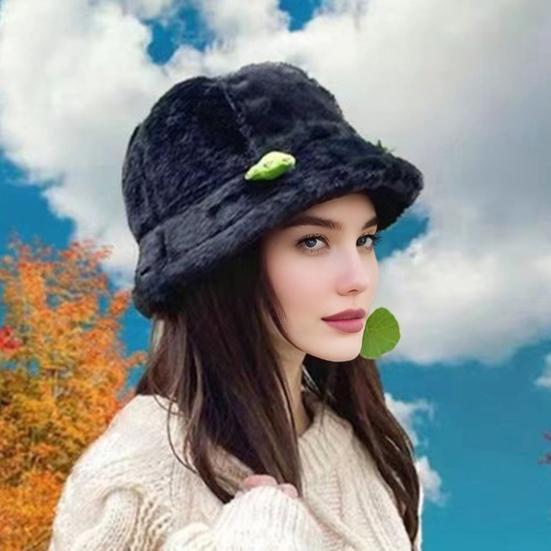 Winter Fischerhut Cartoon 3D Frosch Design Verdickt Winddicht Warm Plüsch Fischerhut Damen Outdoor Aktivitätszubehör