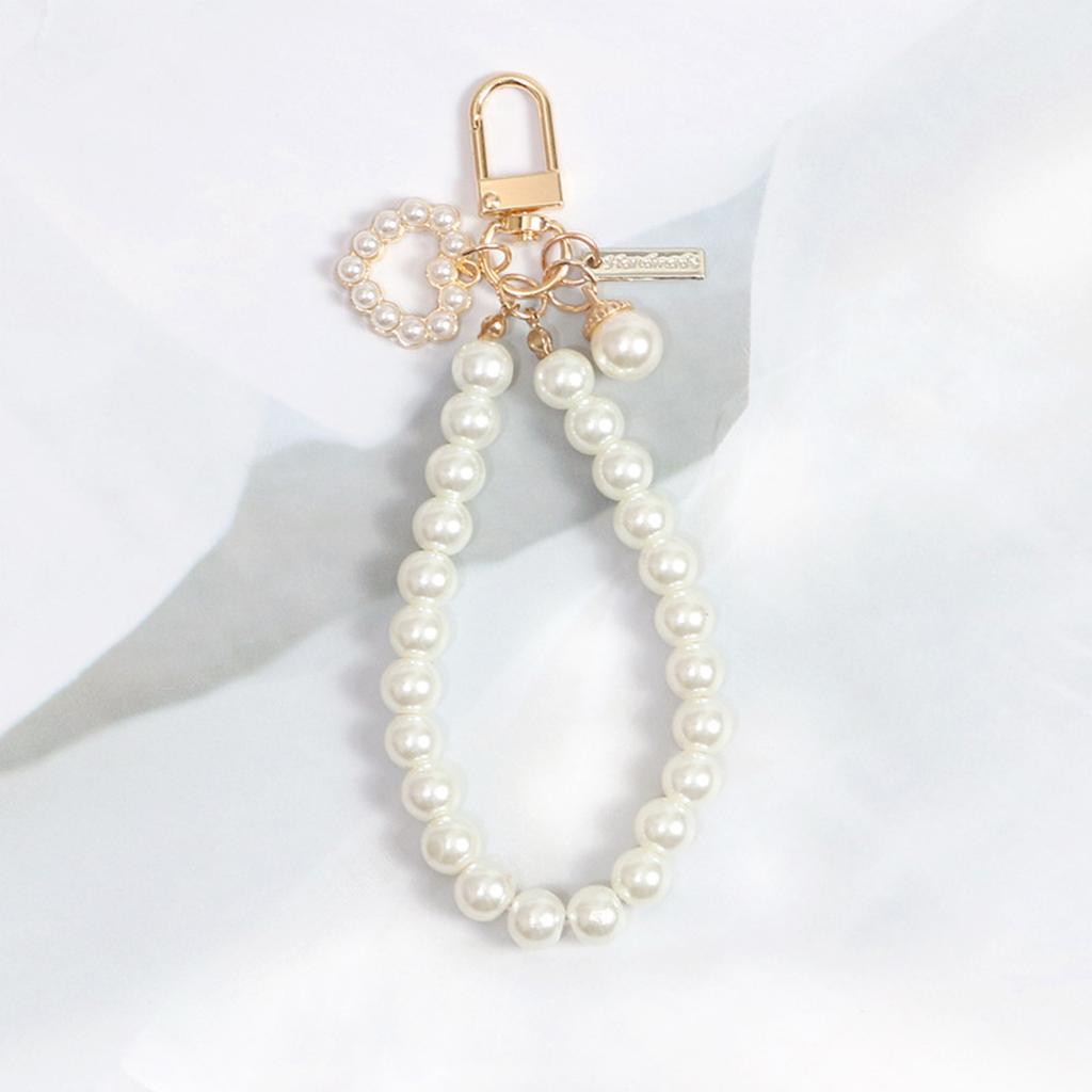 Heart Keychain Phone Chain Pendant Shell Pearl Pendant Charm Decorations Girls Bag Keyring Hanging Ornament Accessories
