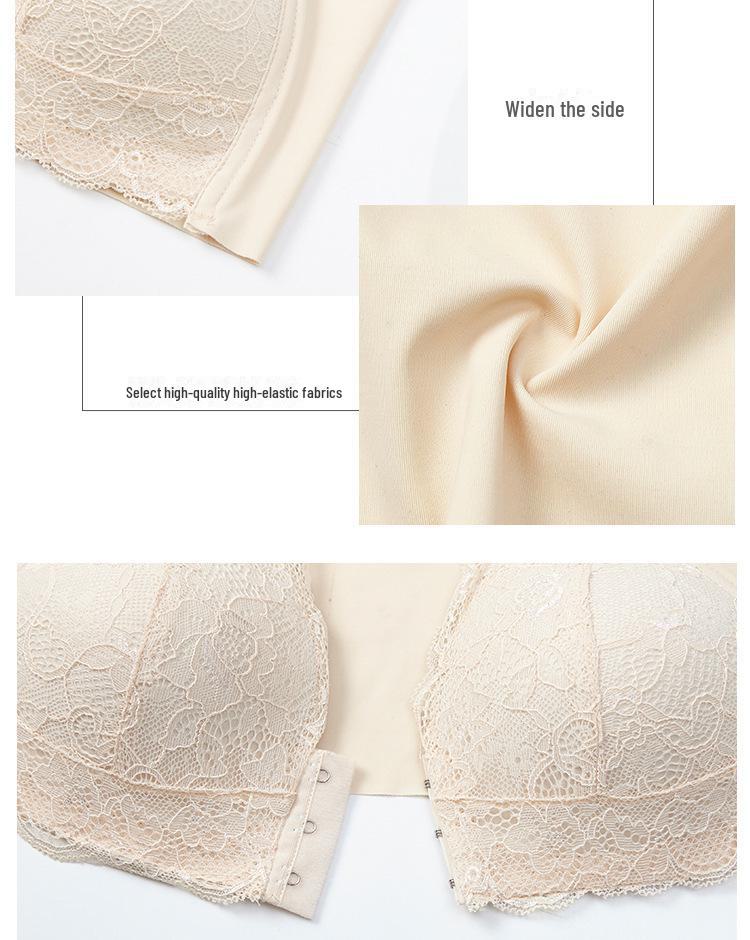 Lace Seamless Plus Size Front Buckle Wireless Bra - U-Shaped Back, Thin and Comfortable Nursing Bra