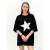 Oversized T Shirt Black Star Print Casual Wear for Women Summer Streetwear Fashion Loose Fit Top