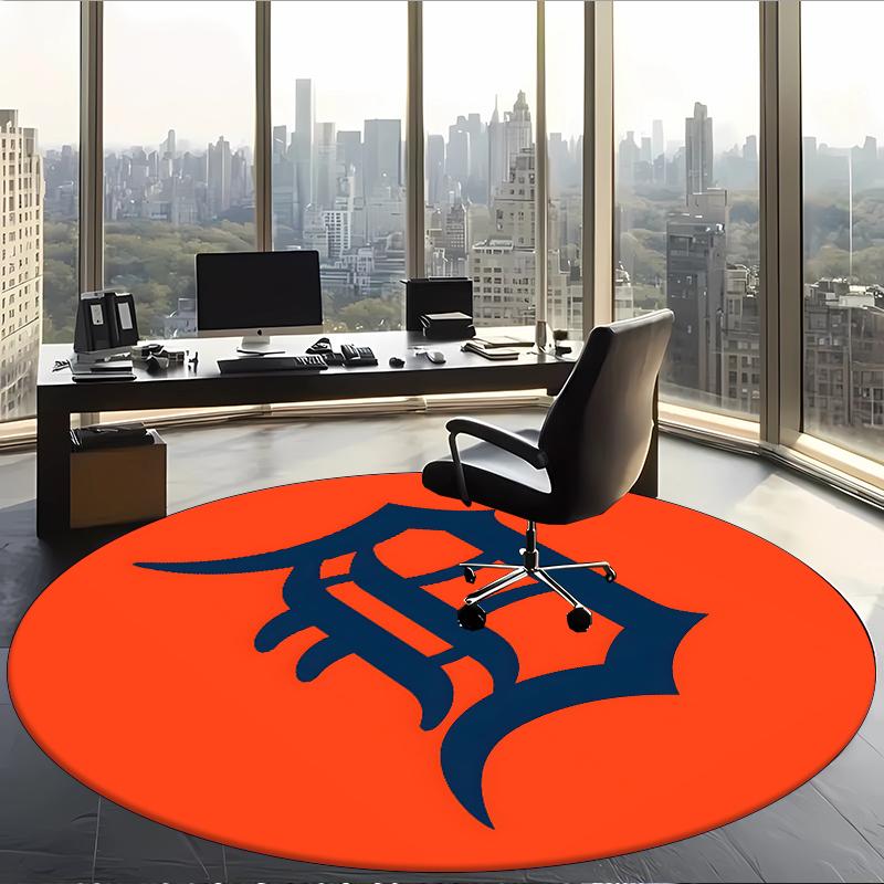 Detroit Tigers (5) Round Office Rug Decorative Floor Rug for Office Bedroom Living Room and Home Space