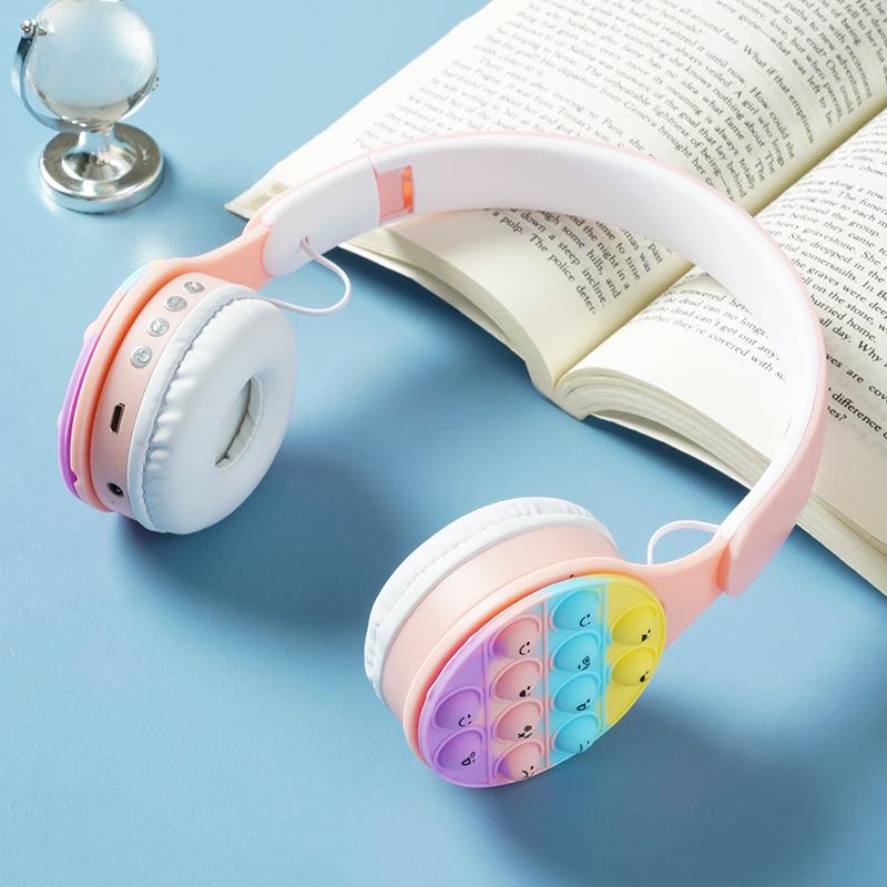

Luminous Bluetooth Headband with Mic - Foldable, Universal Fit for Mobile Phones, Rainbow Bubble Design