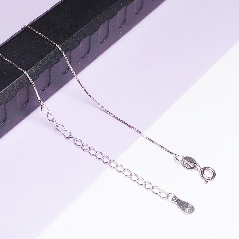 S925 Sterling Silver Women’s Adjustable Box Chain Necklace Choker with Extension