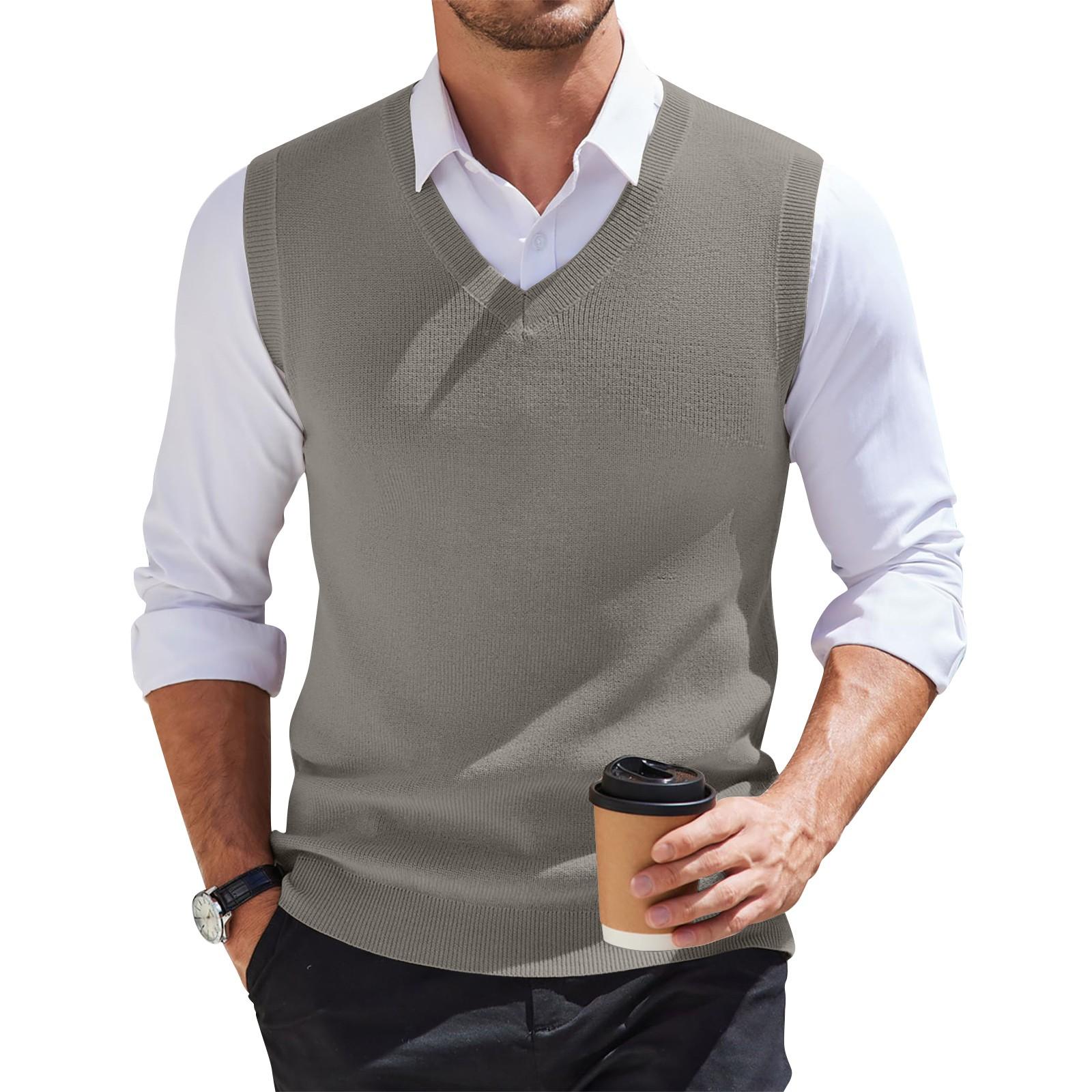

Men s V-neck Vest Sleeveless Knitted Pullover M коричневий