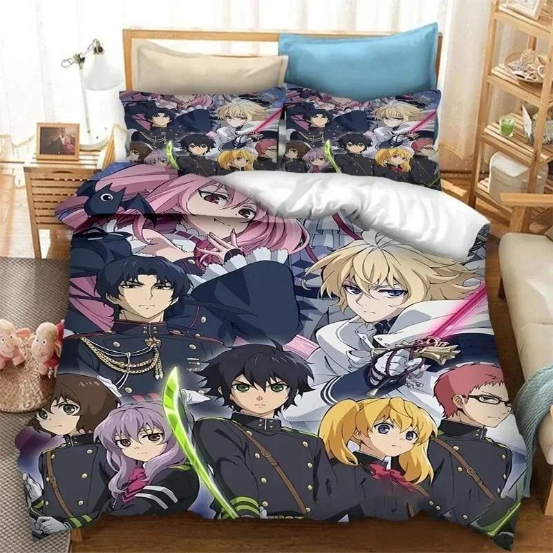 Anime Seraph of the End Mikaela Hyakuya Beding Set Bedrom Soft Modern Bedspreads Comefortable Soft with Soft Fabric Duvet Cover Quilt Pilowcase