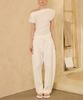 PADO SEOUL Stretch Nylon Barrel Pants White