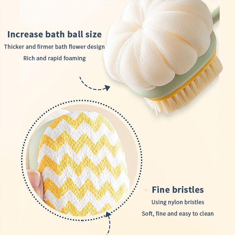 Double Sided Scrubbing Tool Bath Brush Long Handle Soft Fur Bath Brush Detachable Scrubbing Towel Strong Back Rubbing