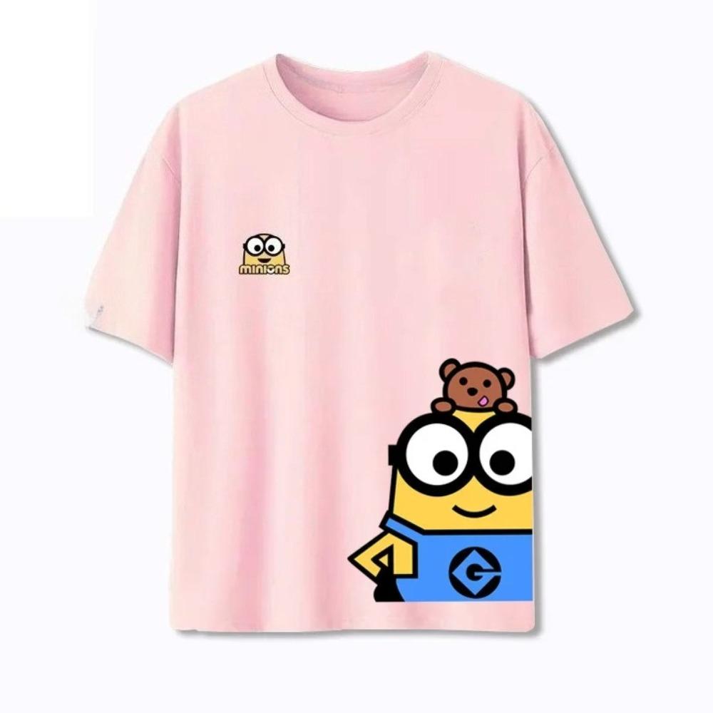 Summer Children's Minions T-shirt with Cute Yellow Print, Suitable for Cool, Breathable Fabric and Skin Friendly in Summer