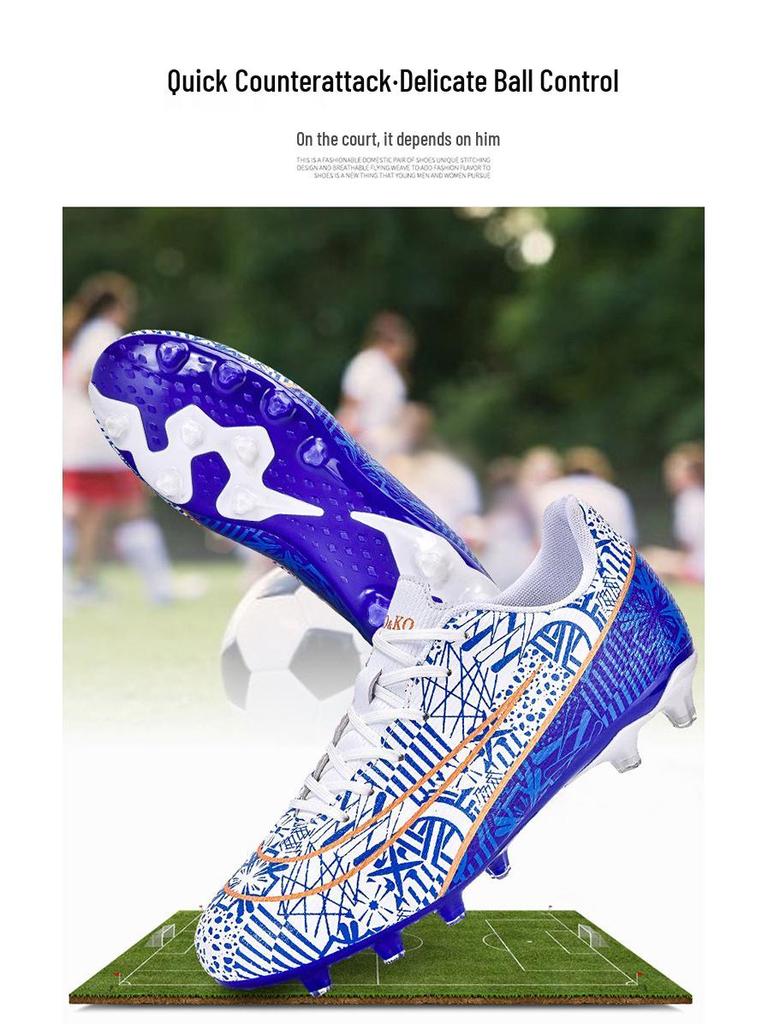 Kids' Long Spike Low-Top Soccer Shoes for Turf - Ideal for Elementary Students