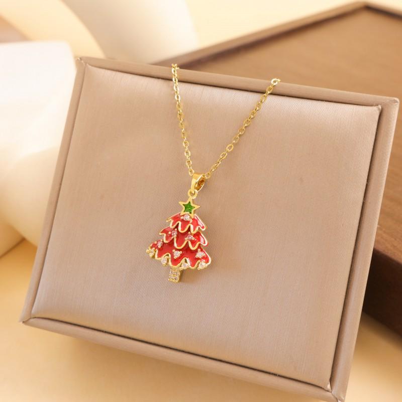Christmas Necklace Women Titanium Steel Festive Design Trendy Accessory