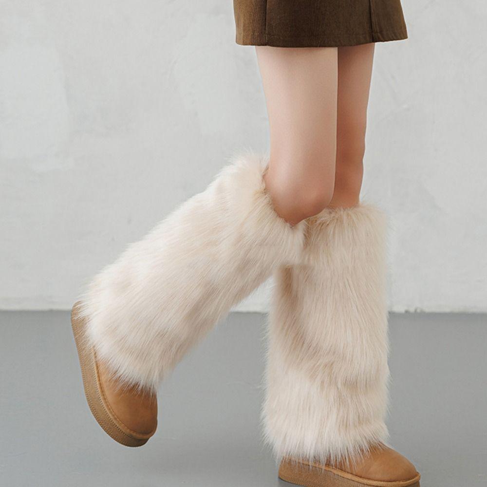 Y2K Flauschige Beinwärmer Kunstpelz Kniehoch Mädchen Socken Harajuku Stil Lolita Stiefelüberzieher Cosplay Verwendung