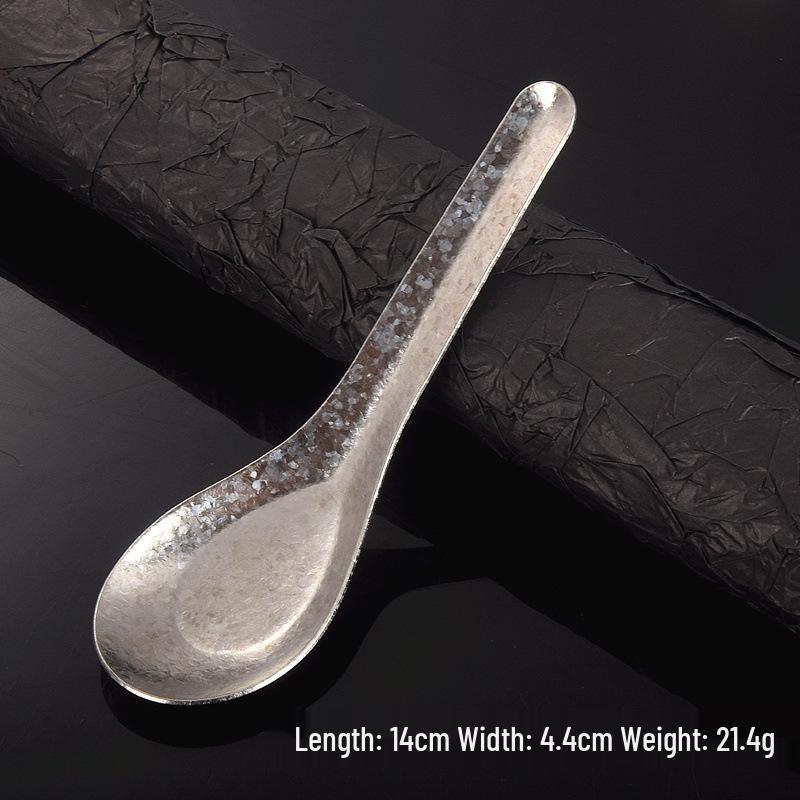 

Pure Titanium Flat Bottom Spoon for Camping - Creative Crystalline Ice Flower Design, Colored Household First-Class Soup Spoon.