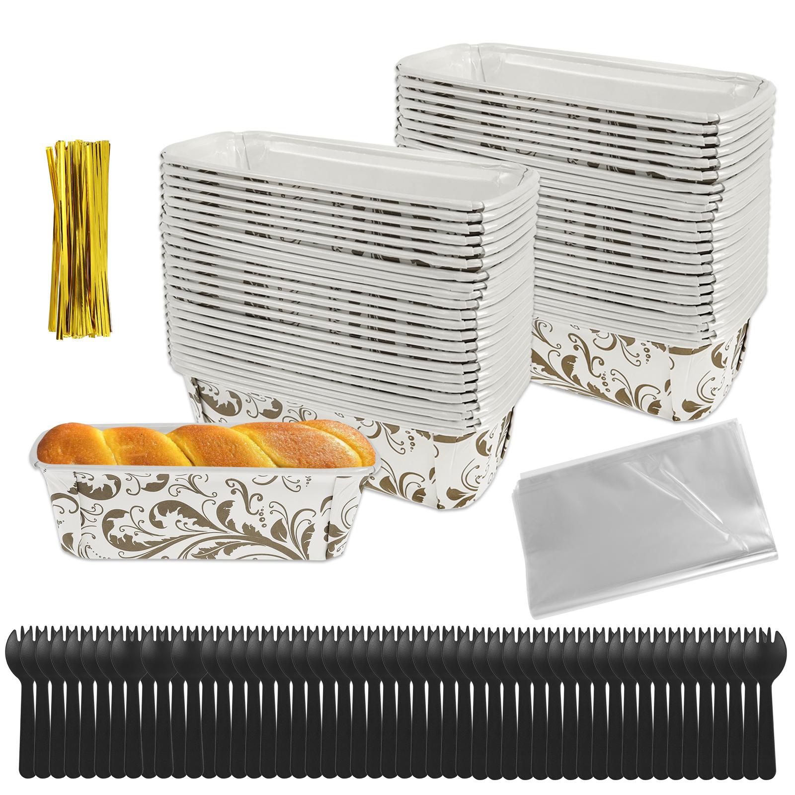 

200Pack Rectangle Paper Baking Mold Versatile Time Saving Bakeware Clear Bread Bags with Ties Firm Paper Baking Loft Pans Kit белый