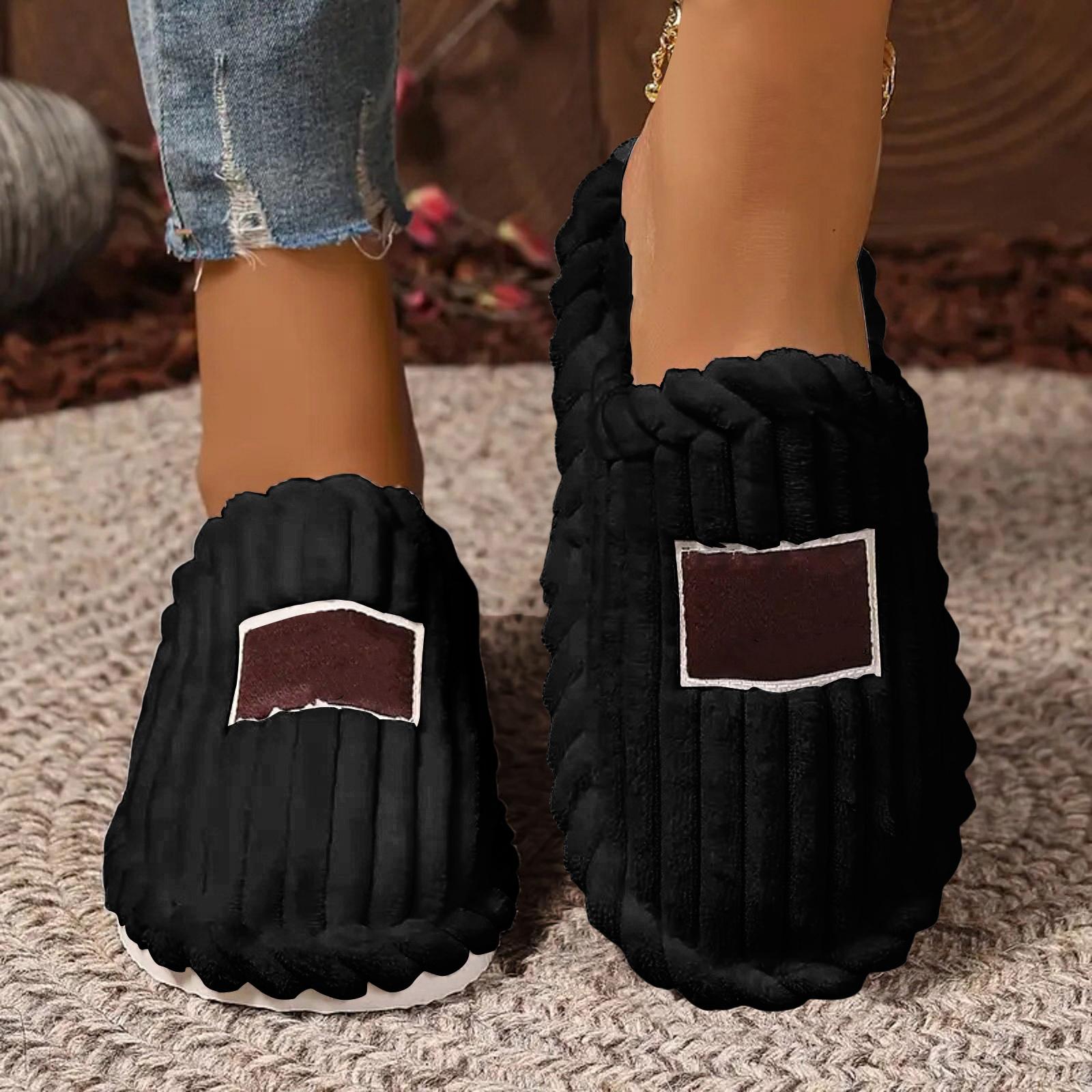 

Comfortable Home Winter Cotton Slippers For Men And Women Couple Thick Soled Warm Floor Plush Sweeper Slippers for Women 36 чорний