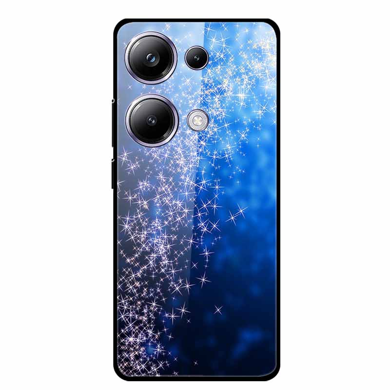 Glass Back Cover For Poco M6 Pro 4G Case M 6 M6Pro Hard Tempered Glass Case For Xiaomi Redmi Note 13 Pro Phone Case Soft Bumper